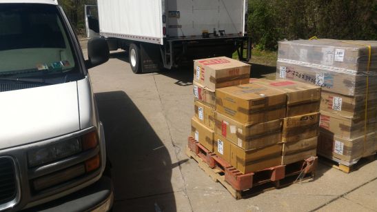 Six large one-ton pallets were delivered this morning, the 1MM Library is finally here, wal-hamdulillaah!